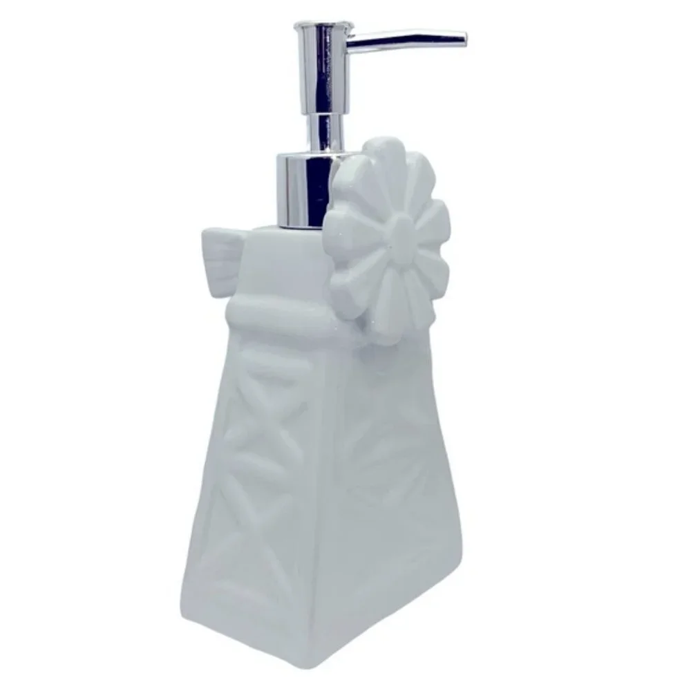 Farmhouse Windmill Soap Dispenser Lotion Pump Dispenser Ceramic White Silver